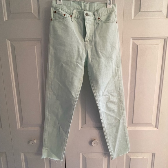 Levi’s High Waisted Jeans in Mint Green - Picture 1 of 4